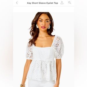 Lilly Pulitzer Kay short sleeve eyelet top